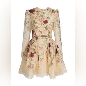 Zimmermann Hypnotic Floral & Lace Belted Mini dress Size 1